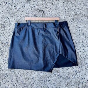 Choles Faux Leather Skirt 3XL Black Slit